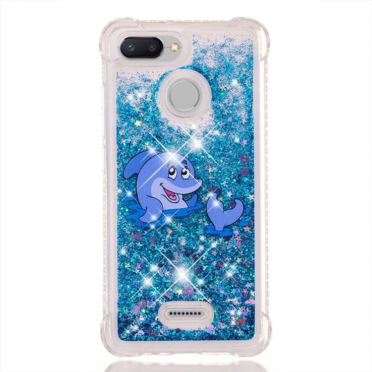 Pattern Printing Flowing Quicksand TPU Protection Cover for Xiaomi Redmi 6 - Dolphin-2