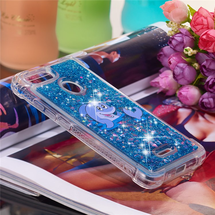 Pattern Printing Flowing Quicksand TPU Protection Cover for Xiaomi Redmi 6 - Dolphin-4