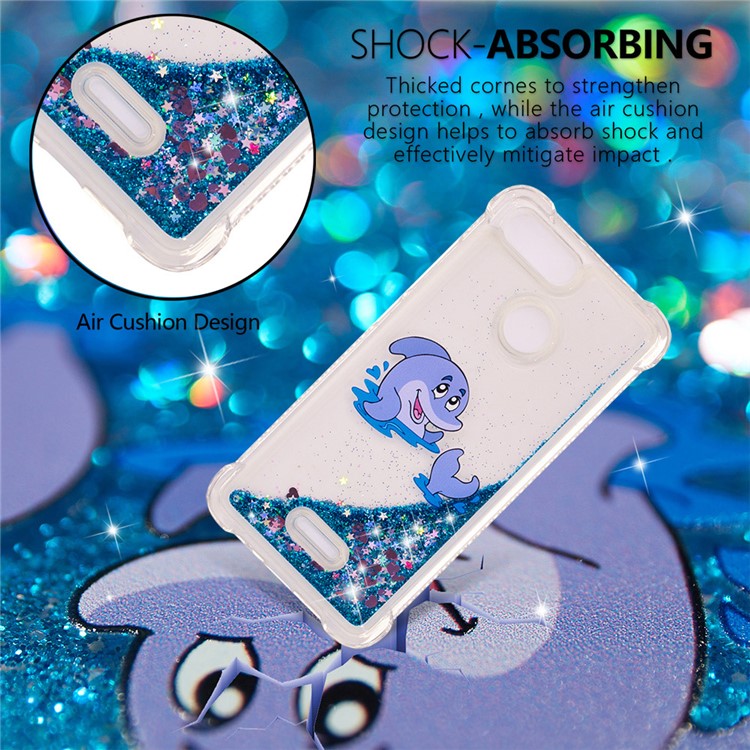Pattern Printing Flowing Quicksand TPU Protection Cover for Xiaomi Redmi 6 - Dolphin-6
