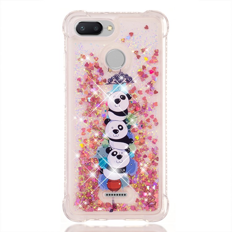 Pattern Printing Flowing Quicksand TPU Mobile Phone Case for Xiaomi Redmi 6 - Pandas-2