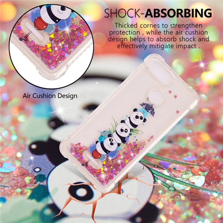 Pattern Printing Flowing Quicksand TPU Mobile Phone Case for Xiaomi Redmi 6 - Pandas-6