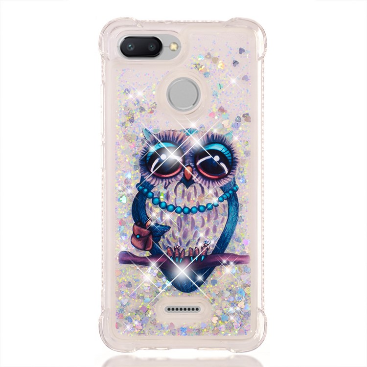 Pattern Printing Flowing Quicksand TPU Mobile Phone Shell for Xiaomi Redmi 6 - Owl-2