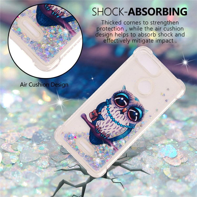 Pattern Printing Flowing Quicksand TPU Mobile Phone Shell for Xiaomi Redmi 6 - Owl-6