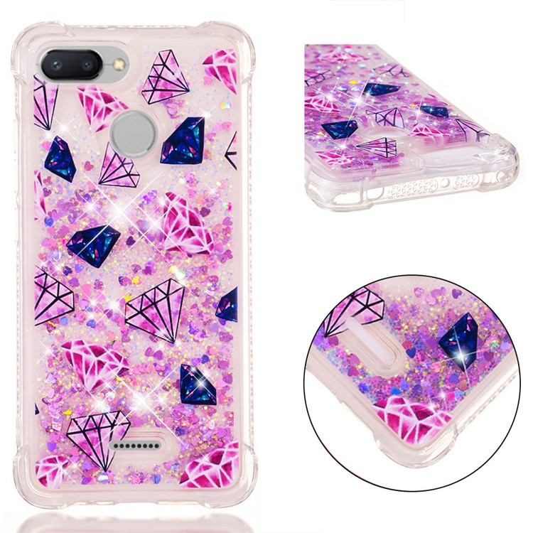 Pattern Printing Flowing Quicksand TPU Case Cover for Xiaomi Redmi 6 - Diamonds-1