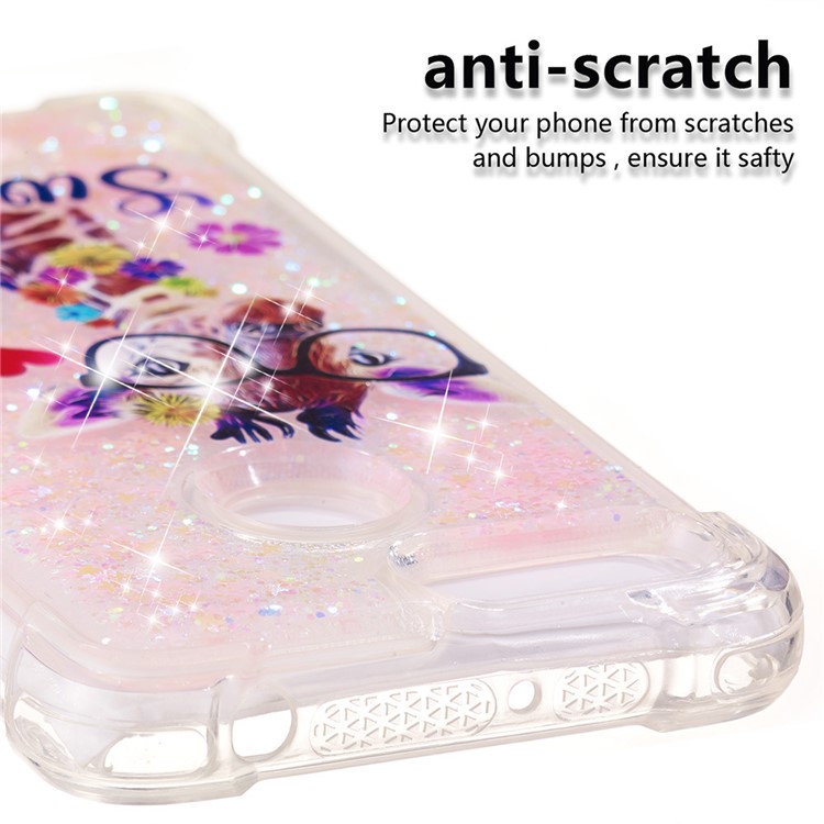 Pattern Printing Flowing Quicksand TPU Mobile Case for Xiaomi Redmi 6 - Giraffe Wearing Glasses-3