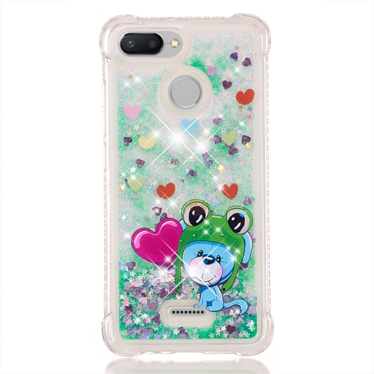 Pattern Printing Flowing Quicksand TPU Case Mobile Accessory for Xiaomi Redmi 6 - Hearts-2