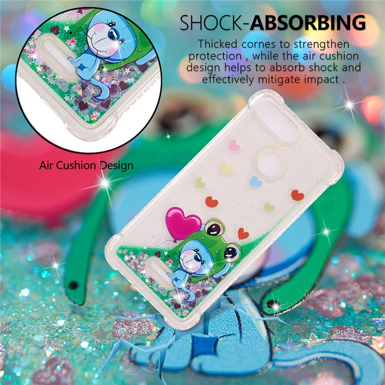 Pattern Printing Flowing Quicksand TPU Case Mobile Accessory for Xiaomi Redmi 6 - Hearts-6