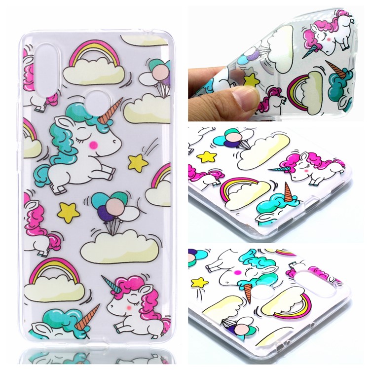 For Xiaomi Mi Max 3 Pattern Printing Soft TPU Back Case - Unicorn-1