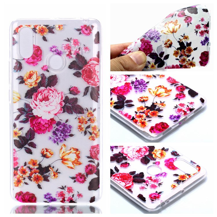 For Xiaomi Mi Max 3 Pattern Printing Soft TPU Back Cover - Blooming Flower-1