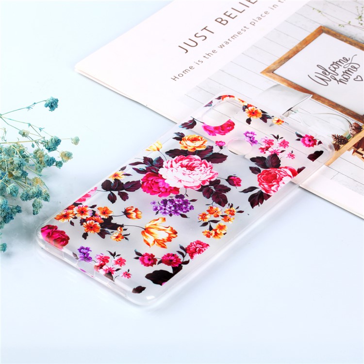 For Xiaomi Mi Max 3 Pattern Printing Soft TPU Back Cover - Blooming Flower-2