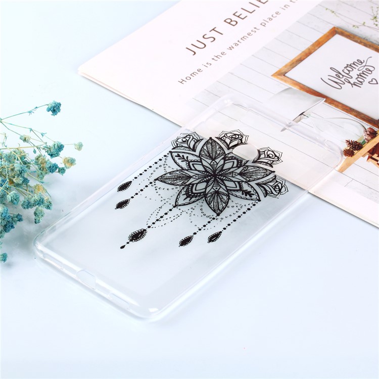 For Xiaomi Mi Max 3 Pattern Printing Soft TPU Phone Cover - Black Flower-2