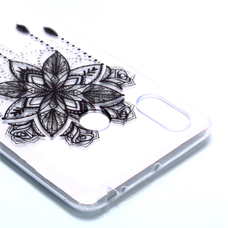 For Xiaomi Mi Max 3 Pattern Printing Soft TPU Phone Cover - Black Flower-4