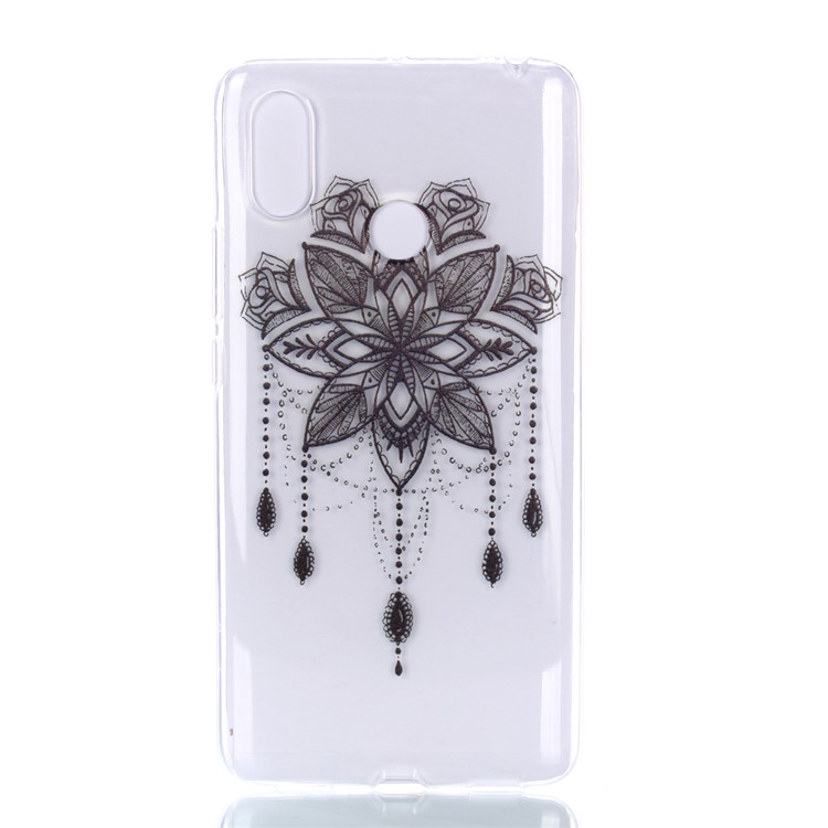 For Xiaomi Mi Max 3 Pattern Printing Soft TPU Phone Cover - Black Flower-5