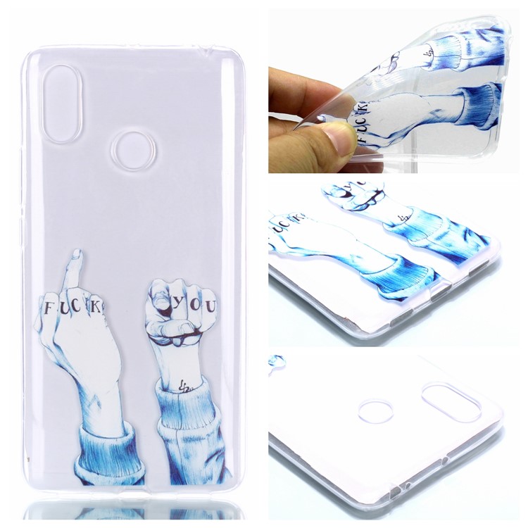For Xiaomi Mi Max 3 Pattern Printing TPU Case Soft Cell Phone Cover - Fuck You Gesture-1