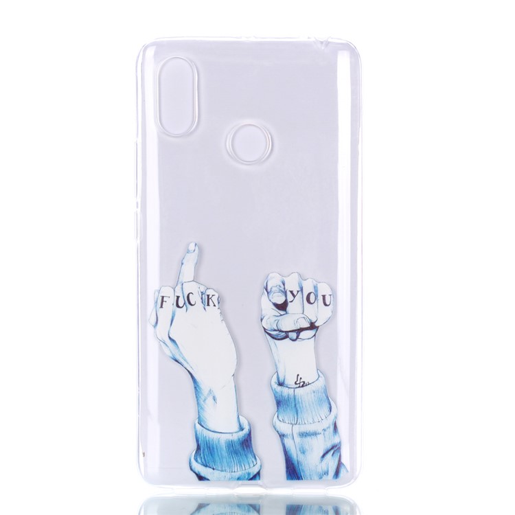 For Xiaomi Mi Max 3 Pattern Printing TPU Case Soft Cell Phone Cover - Fuck You Gesture-5