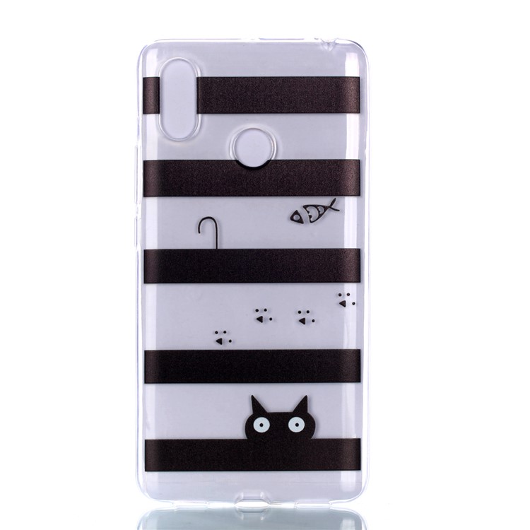 For Xiaomi Mi Max 3 Pattern Printing Soft TPU Mobile Casing Cover - Fish and Cat-5