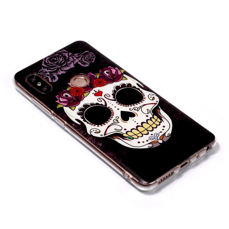 Patterned IMD Soft Matte TPU Cell Phone Case for Xiaomi Redmi Note 5 Pro (Dual Camera) / Redmi Note 5 (China) - Flowered Skull-3
