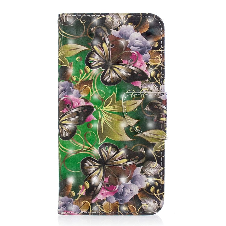 Patterned Light Spot Decor Leather Wallet Case for Xiaomi Redmi 6 - Butterfly and Flowers-2