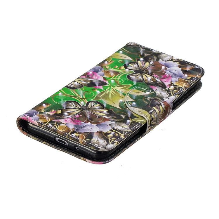Patterned Light Spot Decor Leather Wallet Case for Xiaomi Redmi 6 - Butterfly and Flowers-4