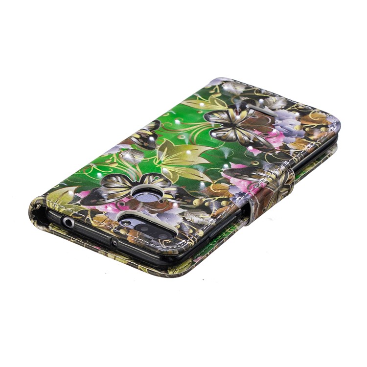Patterned Light Spot Decor Leather Wallet Case for Xiaomi Redmi 6 - Butterfly and Flowers-5
