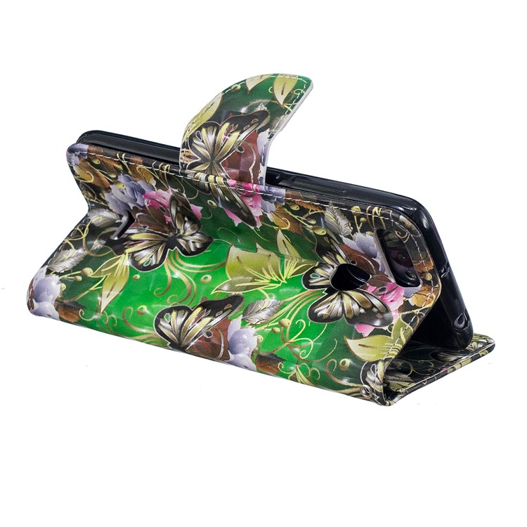 Patterned Light Spot Decor Leather Wallet Case for Xiaomi Redmi 6 - Butterfly and Flowers-7