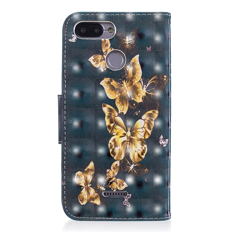 Patterned Light Spot Decor Leather Stand Protective Shell for Xiaomi Redmi 6 - Flying Butterfly-3