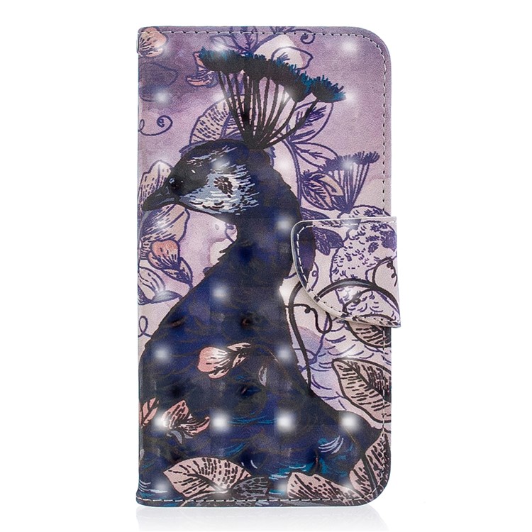 Patterned Light Spot Decor Leather Wallet Cover Casing for Xiaomi Redmi 6 - Peacock-2