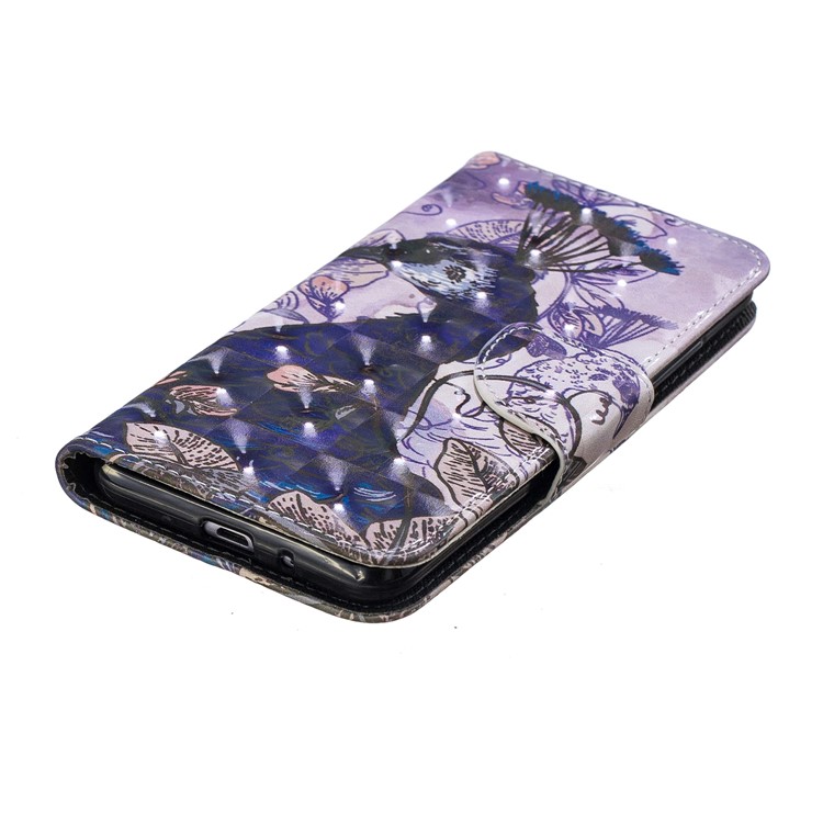 Patterned Light Spot Decor Leather Wallet Cover Casing for Xiaomi Redmi 6 - Peacock-4