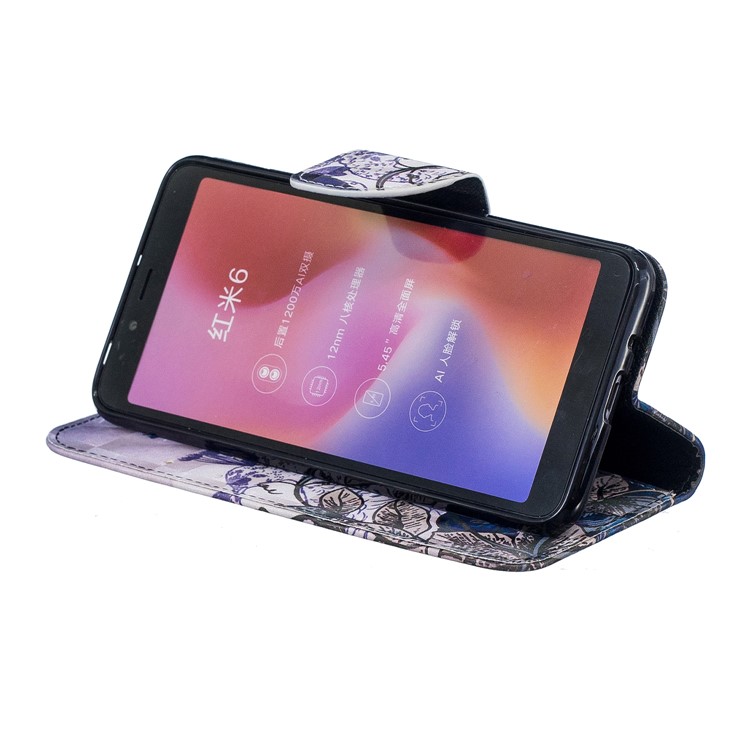 Patterned Light Spot Decor Leather Wallet Cover Casing for Xiaomi Redmi 6 - Peacock-8