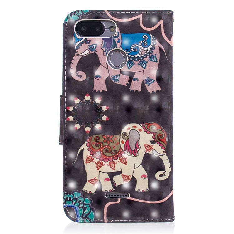 Patterned Light Spot Decor Leather Wallet Cell Phone Case for Xiaomi Redmi 6 - Elephant-3