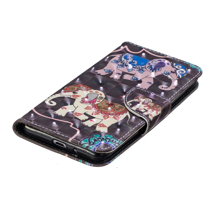 Patterned Light Spot Decor Leather Wallet Cell Phone Case for Xiaomi Redmi 6 - Elephant-4