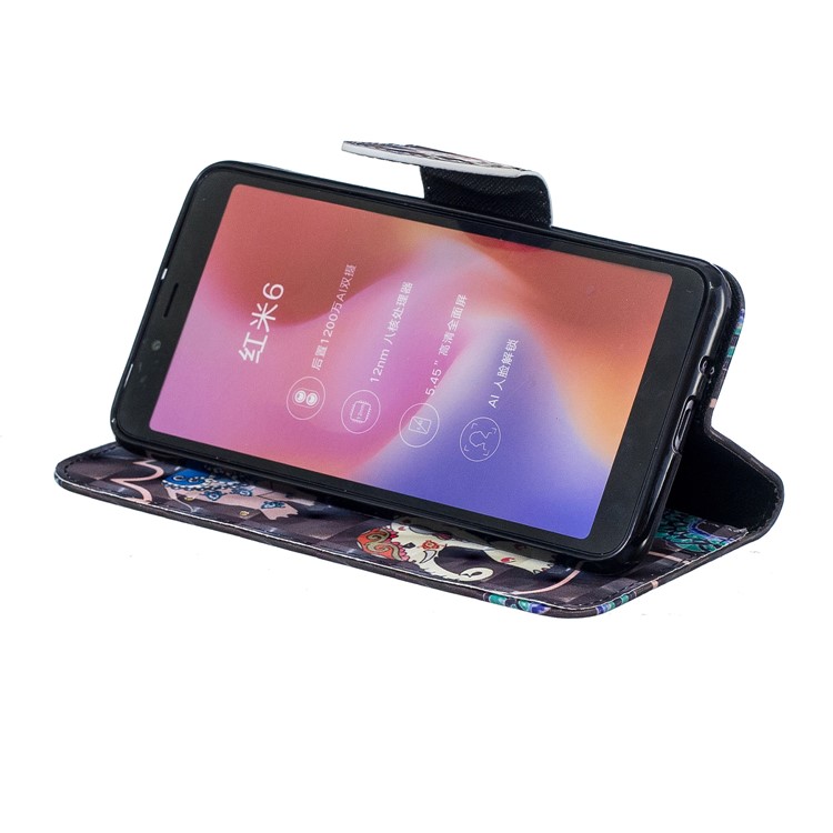Patterned Light Spot Decor Leather Wallet Cell Phone Case for Xiaomi Redmi 6 - Elephant-8