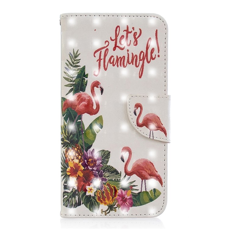 Patterned Light Spot Decor Leather Wallet Mobile Phone Casing for Xiaomi Redmi 6 - Flamingo-2