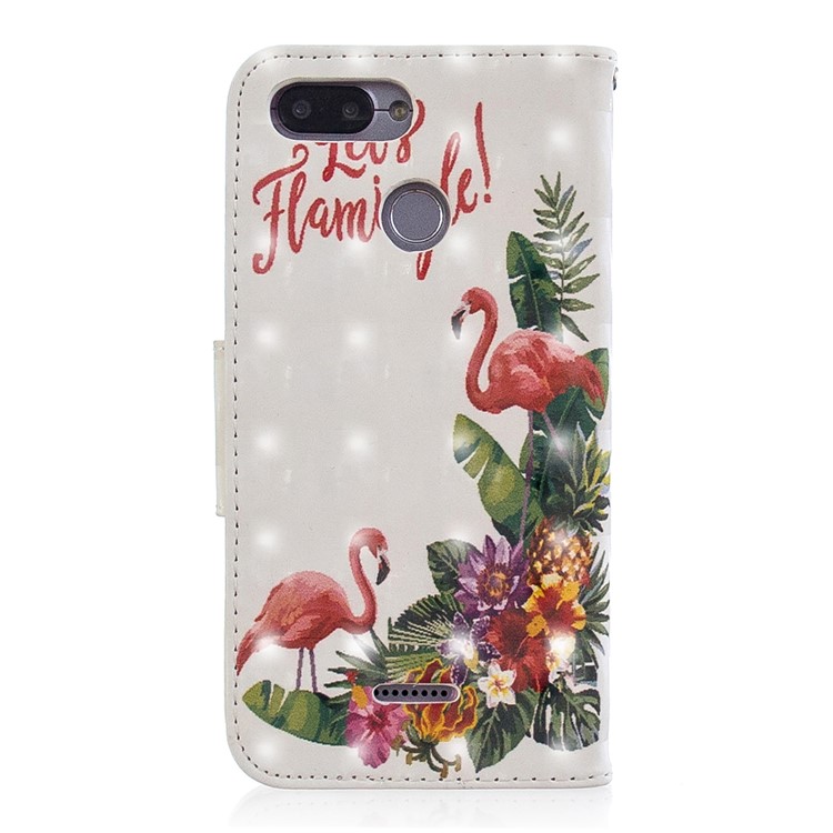 Patterned Light Spot Decor Leather Wallet Mobile Phone Casing for Xiaomi Redmi 6 - Flamingo-3