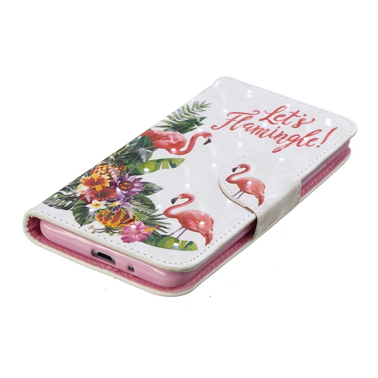 Patterned Light Spot Decor Leather Wallet Mobile Phone Casing for Xiaomi Redmi 6 - Flamingo-4