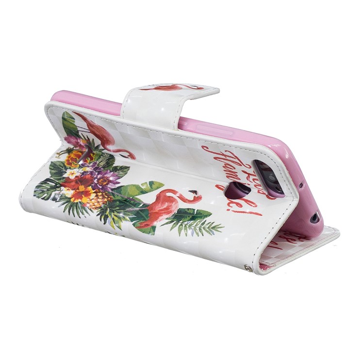 Patterned Light Spot Decor Leather Wallet Mobile Phone Casing for Xiaomi Redmi 6 - Flamingo-7