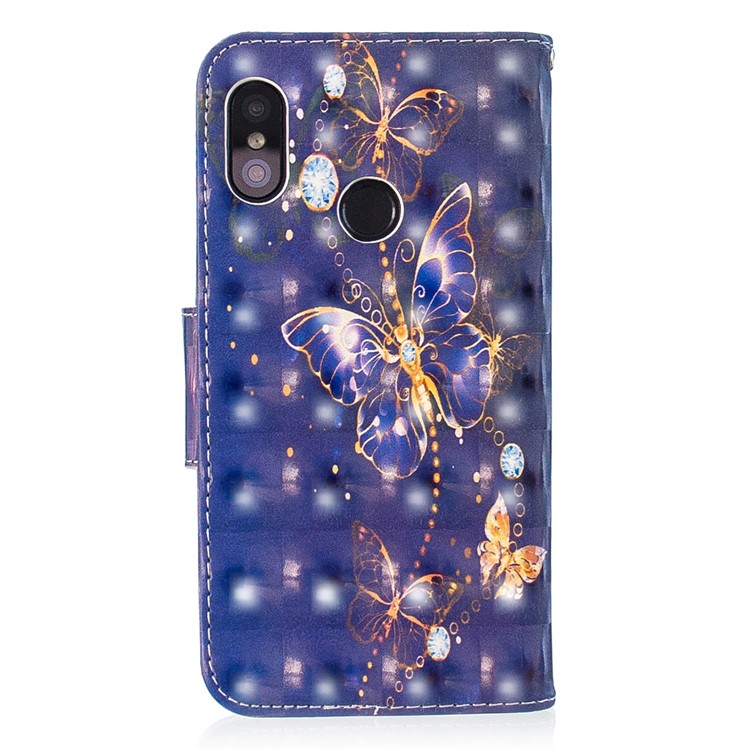 Patterned Light Spot Decor Leather Stand Mobile Cover for Xiaomi Mi A2 Lite / Redmi 6 Pro - Vivid Butterfly-3