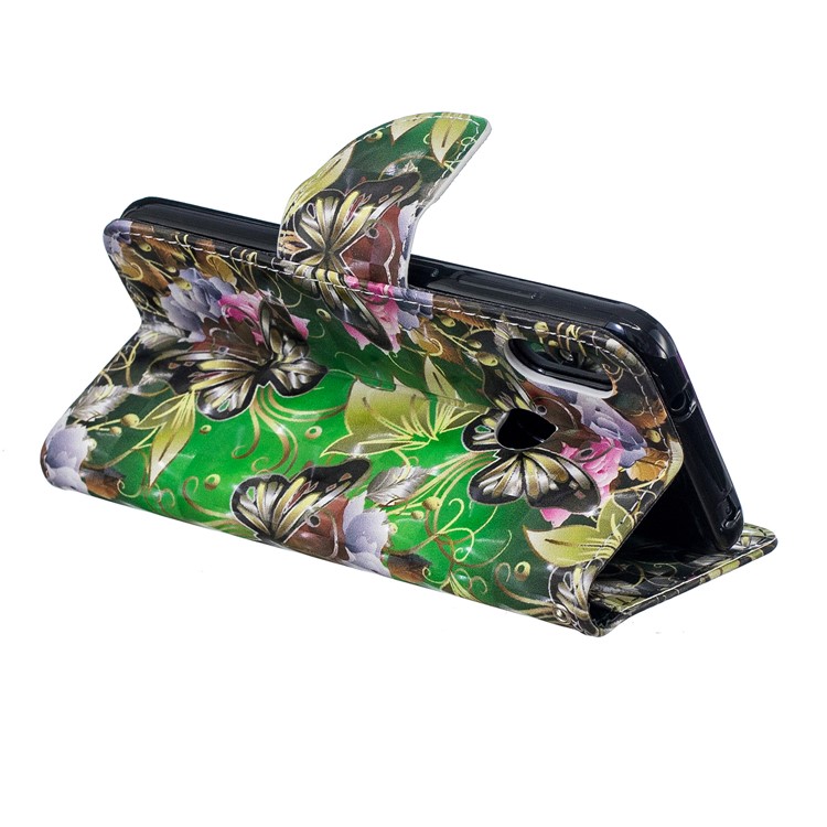 Patterned Light Spot Decor Leather Stand Mobile Case for Xiaomi Mi A2 Lite / Redmi 6 Pro - Butterfly and Flowers-7