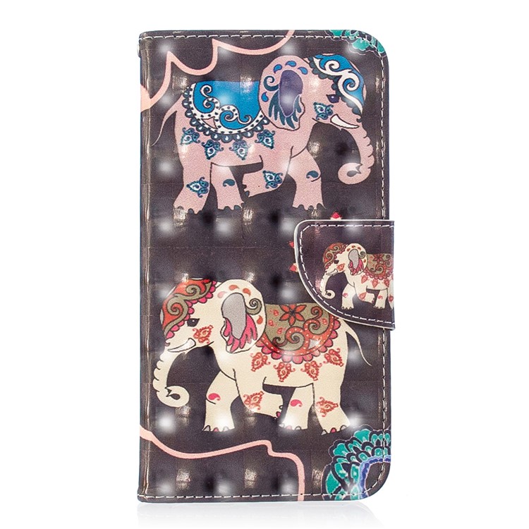 Patterned Light Spot Decor Leather Stand Mobile Flip Cover for Xiaomi Mi A2 Lite / Redmi 6 Pro - Elephant-2