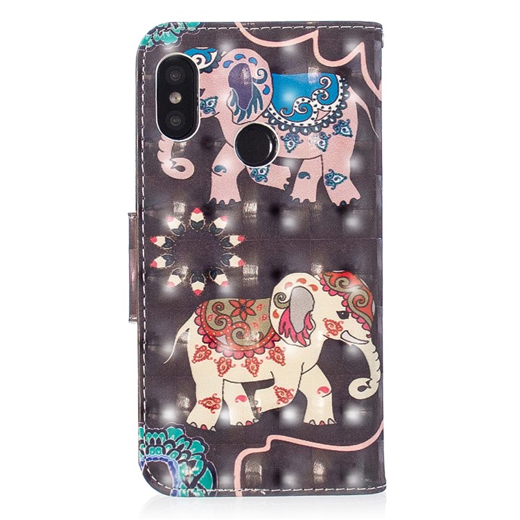 Patterned Light Spot Decor Leather Stand Mobile Flip Cover for Xiaomi Mi A2 Lite / Redmi 6 Pro - Elephant-3