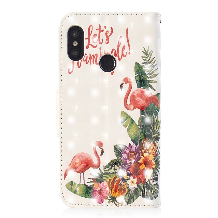 Patterned Light Spot Decor Leather Stand Phone Shell for Xiaomi Mi A2 Lite / Redmi 6 Pro - Flamingo-3