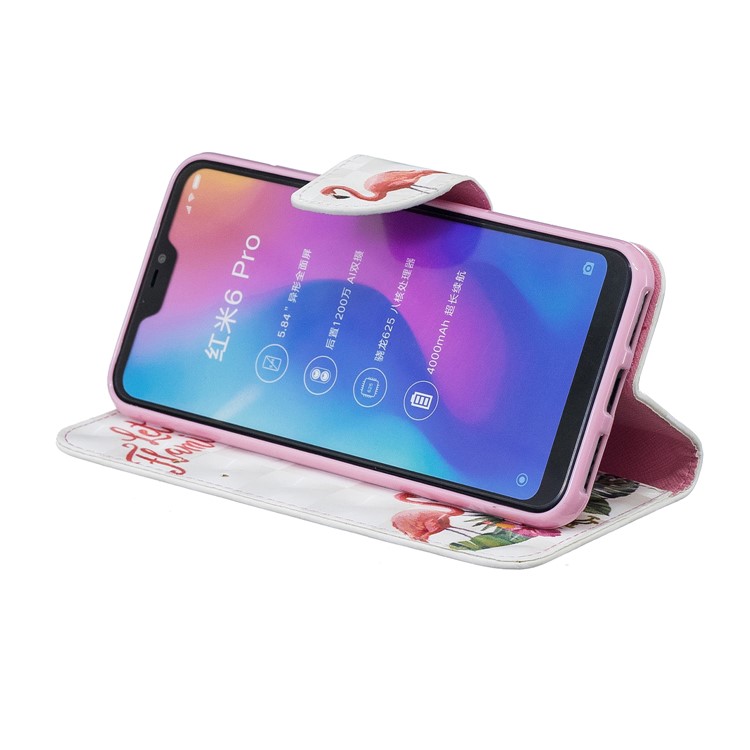 Patterned Light Spot Decor Leather Stand Phone Shell for Xiaomi Mi A2 Lite / Redmi 6 Pro - Flamingo-8
