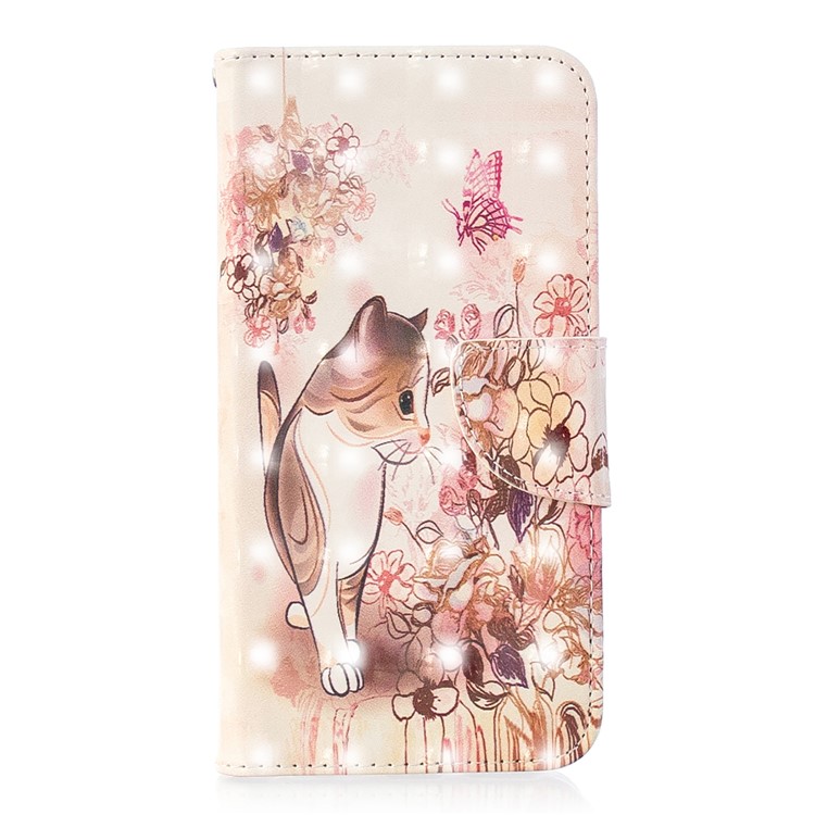 Patterned Light Spot Decor Leather Stand Protective Cover for Xiaomi Mi A2 Lite / Redmi 6 Pro - Cat and Flowers-2