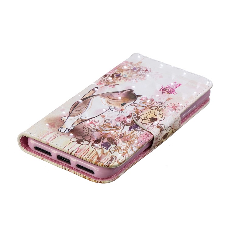 Patterned Light Spot Decor Leather Stand Protective Cover for Xiaomi Mi A2 Lite / Redmi 6 Pro - Cat and Flowers-4