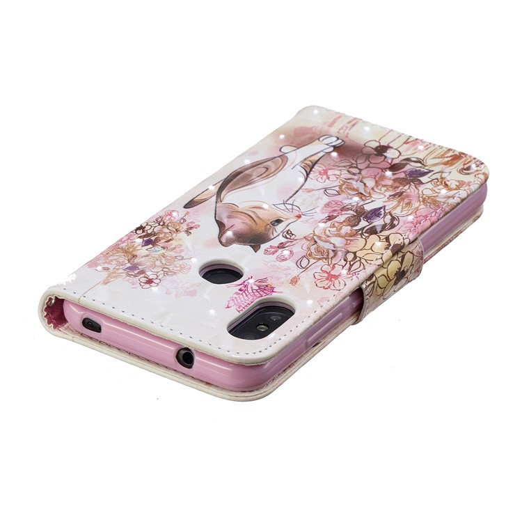 Patterned Light Spot Decor Leather Stand Protective Cover for Xiaomi Mi A2 Lite / Redmi 6 Pro - Cat and Flowers-5