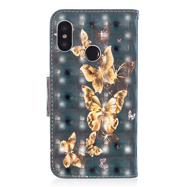Patterned Light Spot Decor Leather Stand Protective Shell for Xiaomi Mi A2 Lite / Redmi 6 Pro - Flying Butterfly-3