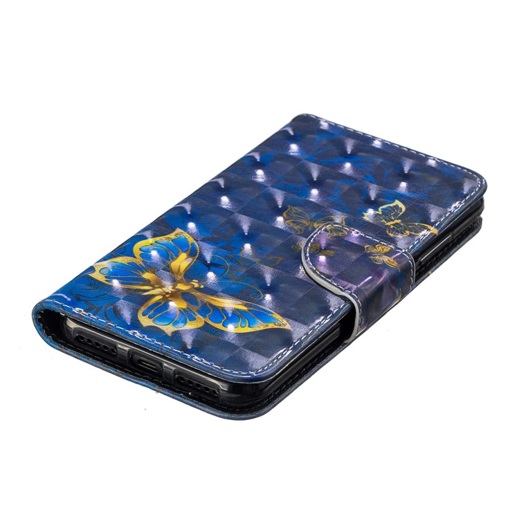 Patterned Light Spot Decor Leather Stand Casing Cover for Xiaomi Mi A2 Lite / Redmi 6 Pro - Blue Butterfly-4