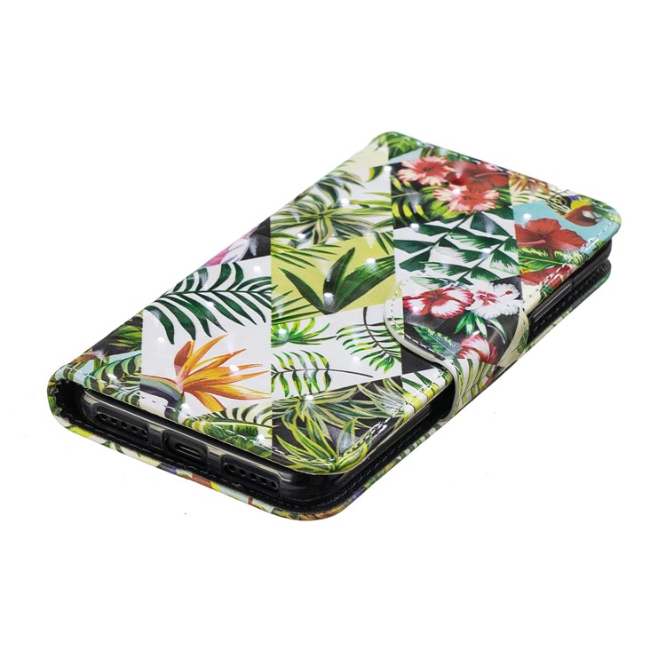 Patterned Light Spot Decor Leather Wallet Cell Phone Shell for Xiaomi Mi A2 Lite / Redmi 6 Pro - Leaves-4