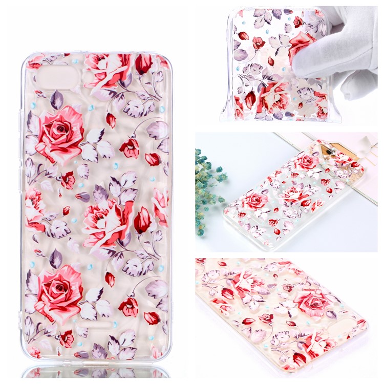 Pattern Printing Embossed 3D Diamond Surface TPU Cover for Xiaomi Redmi 6A - Vivid Flowers-1