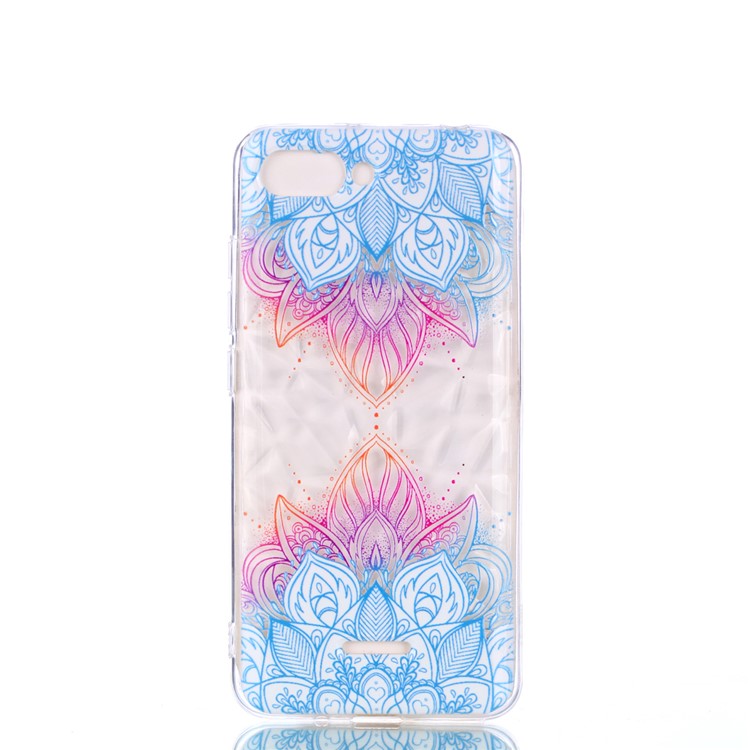 Pattern Printing Embossed 3D Diamond Surface TPU Shell Case for Xiaomi Redmi 6A - Lotus-2